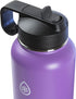 Thermoflask Double Stainless Steel Insulated Water Bottle with Two Lids, 32 Ounce, Plum