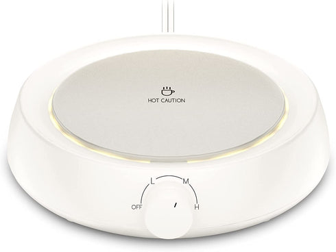 JEEMOO Mug Warmer, Electric Coffee Warmer for Desk/Home Use, Stepless Temperature Regulation (131„‰-150„‰), Candle Warmer Plate, 8-Hour Auto Shut Off (Ivory)