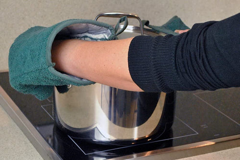 DII Basic Terry Collection 100% Cotton Quilted, Oven Mitt, Dark Green, 2 Piece