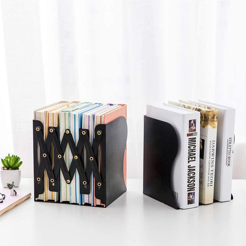 DARUITE Book Ends, Bookends, Book Organizer, Bookends for Shelves, Book Ends for Home Decorative, Adjustable Bookends, Book Ends for Office Heavy Duty, Non-Skid Bookend(Black x 1)