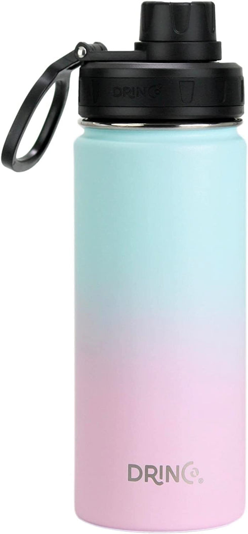 DRINCO Stainless Steel Water Bottle Spout Lid Vacuum Insulated Double Wall Water Bottle Wide Mouth (40oz 32oz 22oz 18oz 14oz) Leak Proof Keeps Cold or Hot (18 oz, 18oz Macaron)
