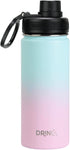 DRINCO Stainless Steel Water Bottle Spout Lid Vacuum Insulated Double Wall Water Bottle Wide Mouth (40oz 32oz 22oz 18oz 14oz) Leak Proof Keeps Cold or Hot (18 oz, 18oz Macaron)