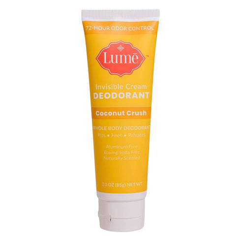 Lume Deodorant Cream Tube - Underarms and Private Parts - Aluminum Free, Baking Soda Free, Hypoallergenic, and Safe For Sensitive Skin - 3oz Tube (Coconut Crush)