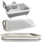 Collapsible Dish Drying Rack with Drain Board Set Portable Dish Drainer Foldable Drying Dish Storage Rack Silverware Organizer