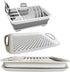 Collapsible Dish Drying Rack with Drain Board Set Portable Dish Drainer Foldable Drying Dish Storage Rack Silverware Organizer
