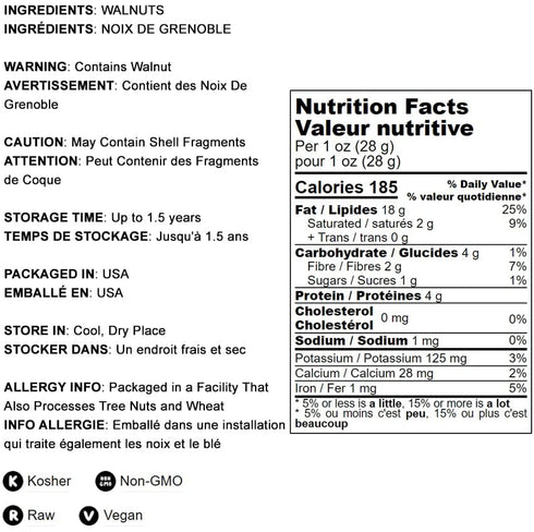California Walnuts Halves & Pieces, 8 Ounces – Non-GMO Verified, Raw, Unsalted, Shelled, Vegan, Kosher, Sirtfood, Bulk. Rich in Omega-3 Fatty Acids, Protein. Great for Baking, Snacking, as a Topping.
