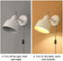 Modern Mini White Plug in Cord Reading Wall Lamp with Switch - Rotating Adjustable Spotlight Wall Sconces Fixture - Indoor Night Light for Bedroom Child Headboard Living Room Decoration(7W 3000K)