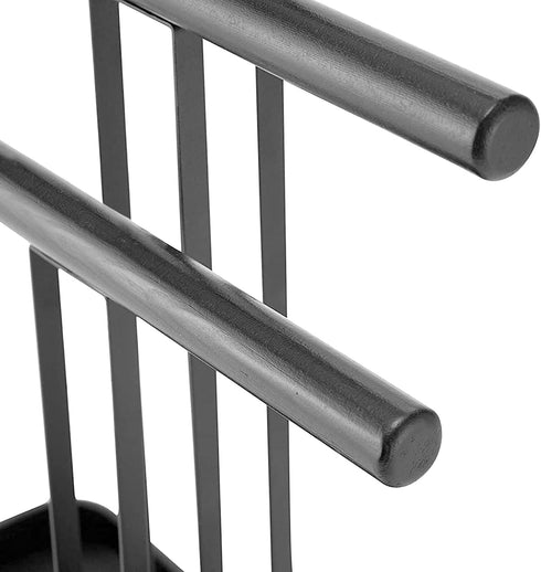 JackCubeDesign Wood 3 Tier Jewelry Display Stand Tree Organizer Bracelet Necklace Holder Rack Hanger Tower with Leather Earring Ring Tray Storage Tabletop(Black, 12 x 4.5 x 15.8 inches) :MK413A