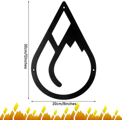 Yaocom Four Elements Metal Wall Art Black Metal Wall Decor Hanging Elements Metal Decorations for Living Room Bathroom Bedroom Wall Decor (12 x 8 Inch)