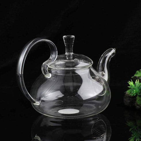 Hemoton Glass Teapot 600ml Teapot Glass Pitcher Clear Crystal Teapot with Raised Handle Transparent Tea Ware for Blooming Loose Leaf Carafe