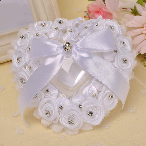 Amosfun Ring Bearer Heart Shape Bride Ring Cushion Ring Pillow for Wedding Engagement Ceremony Supplies