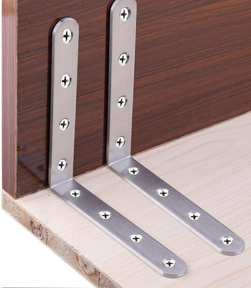8 Pcs Shelf Bracket Stainless Steel L Bracket 125 x 125 x 20mm Heavy Duty Solid Shelf Support Corner Brace, Metal Joint Right Angle Bracket for Wood Shelves, with Screws