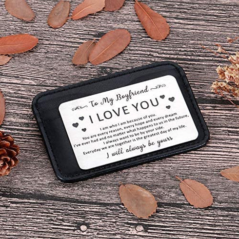 to My Boyfriend Gifts Wallet Card Insert for Him Men from Girlfriend to Boyfriend Husband to Be Christmas Valentine Stocking Suffers Anniversary Birthday Gifts I Love You Note Engagement Gifts Fiance