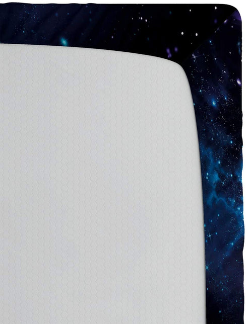 Ambesonne Space Fitted Sheet, Mystical Sky with Star Clusters Cosmos Nebula Celestial Scenery Artwork, Soft Decorative Fabric Bedding All-Round Elastic Pocket, Twin Size, Purple Blue
