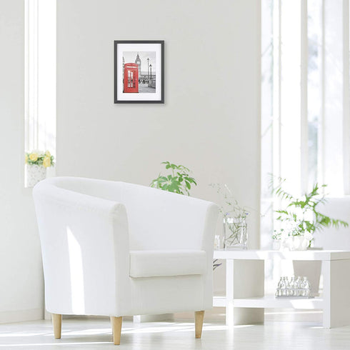 ONE WALL Tempered Glass 11x14 Picture Frames Display Pictures 8x10 or 5x7 with Mat or 11x14 Without Mat, Black Solid Wood Photo Frames for Wall and Tabletop - Mounting Hardware Included