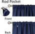 BGment Rod Pocket and Back Tab Blackout Curtains for Bedroom - Thermal Insulated Room Darkening Curtains for Living Room, 42x63 inch, 2 Window Curtain Panels, Navy Blue