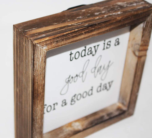 MACVAD Today is A Good Day for A Good Day Inspirational Wood Box Sign for Home Decor,Freestanding Mini Wood Block Sign for Desk,Shelf or Wall Display 6" x 6" x 1.57"