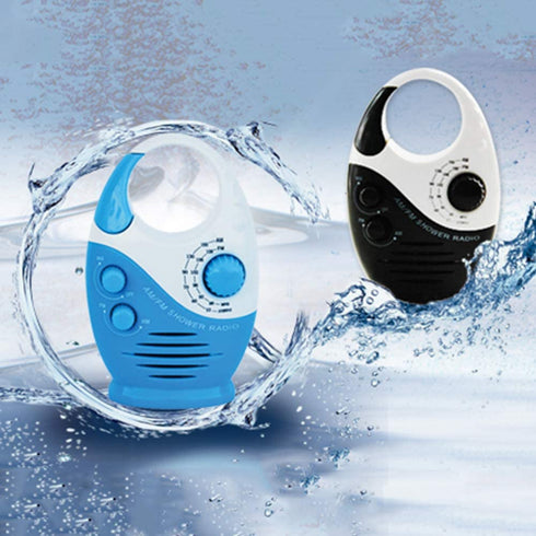 Shower Radio, Bathroom Radio AM FM, Waterproof Hanging Shower Radio Adjustable Volume