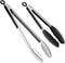 ChefAide 9/12 inches Cooking Tongs, 18/8 Stainless Steel with 600ºF High Heat-Resistant , Set of 2 Premium Silicone Rubber Grips Kitchen Locking Tong for Grill,Salad,BBQ,Frying,Baking,Serving (Black)