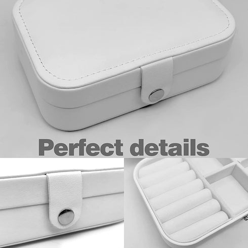 small jewelry box - mini jewelry box - Women travel jewelry case, Portable small jewelry organizer for Rings Earrings Necklace, Gifts for Girls Women ( White)