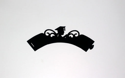 All About Details Female Graduate Cupcake Wrappers,12pcs (Black), 3" top diameter, 2" bottom diameter and up to 2" tall, Black & Gold