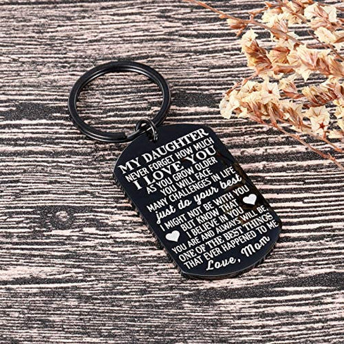 to My Daughter Keychain Christmas Gifts for Daughter from Mom Dad Father Inspirational Stocking Stuffers for Her from Teen Adult Women Teenage Girls Kids Birthday Gradation Wedding Presents