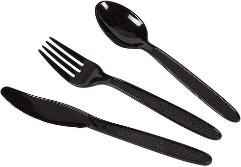 Black and Gold Striped Celebrate Plates, Napkins, Cups, and Cutlery (Serves 24, 144 Pieces)