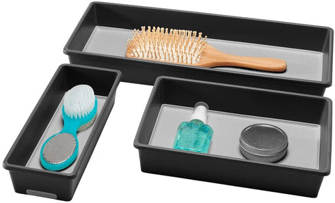 madesmart Classic 3-Tray Bin Pack - Granite | CLASSIC COLLECTION | Multi-Purpose Storage | Soft-grip Lining and Non-slip Rubber Feet | Durable | BPA-Free