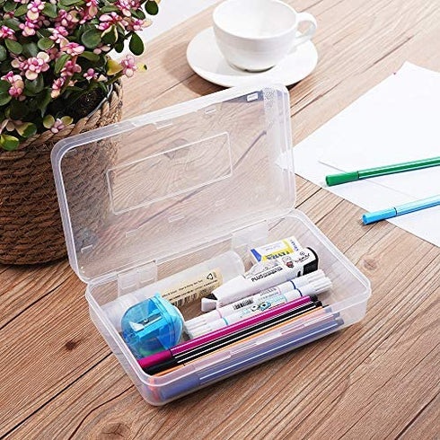 Large Capacity Pencil Box, Clear Multi Purpose Pencil Box, Durable Plastic Pencil Box, Office Supplies Storage Organizer Box, Brush Painting Pencils Storage Box(3 Pack)