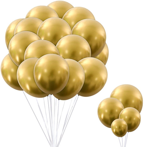 RUBFAC 92pcs Metallic Gold Balloons Chrome Gold Balloon Different Sizes 18 12 10 5 Inch Gold Latex Balloons for Birthday Party Graduation Baby Shower