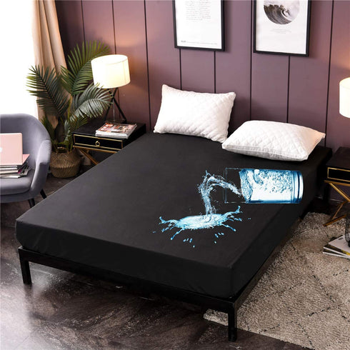 NTBED Black Waterproof Mattress Protector Cover Queen Size 14 inches Deep Pocket Polyester Bed Cover Solid Color Fitted Sheet (60˜™x80˜™ (Black, Queen)