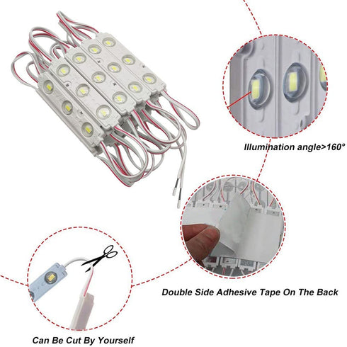LED Module,AOOYUANKE LED Decorative light White 20pcs 9.8 Ft 5730 SMD 150LM Per LED Module IP65 Waterproof Decorative Light for Letter Sign Advertising Signs with Tape Adhesive Backside (white light)
