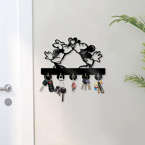 Mickey and Minnie's Love Theme Wall Decor Hooks Customize Household Door Decor Hooks Multi-Function Wall Coat Bags Clothes Hook Keys Holder