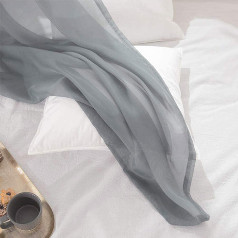 MIULEE 2 Panels Solid Color Dark Grey Sheer Curtains Elegant Grommet Window Voile Panels/Drapes/Treatment for Bedroom Living Room (54X84 Inch)