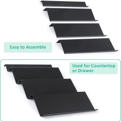 Drawer Spice Organizer- Spice Organizer for Drawer- Black Drawer Spice Rack-- Drawer Spice Organizer Insert - Spice Rack Drawer Organizer, 1 Pack