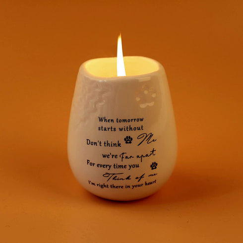 BEARAE Ceramic Candle Cup Dog Memorial Gifts Pet Bereavement Present Sympathy Gift Remembrance Tealight Candle Holder Gifts Pet Loss Gift Dog Memory Home Decorations