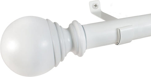 Decopolitan 30409-WT72 1? Ball Single Telescoping Drapery Rod Set, 72 to 144-Inch, White