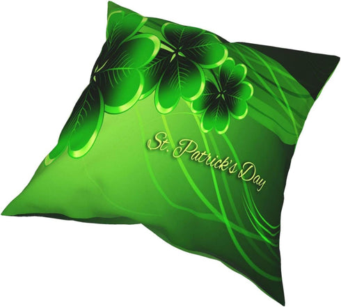 Throw Pillow Covers 20"X20", Happy Saint Patricks Day Clover Decorative Pillow Covers Set of 4