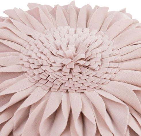 JWH Handmade 3D Sunflower Throw Pillow Covers Aesthetic Flower Soft Velvet Accent Pillow Cases Decorative Round Cute Cushion for Couch Bed Bedroom Living Room Farmhouse Decor Shams 12 Inch Rose Gold
