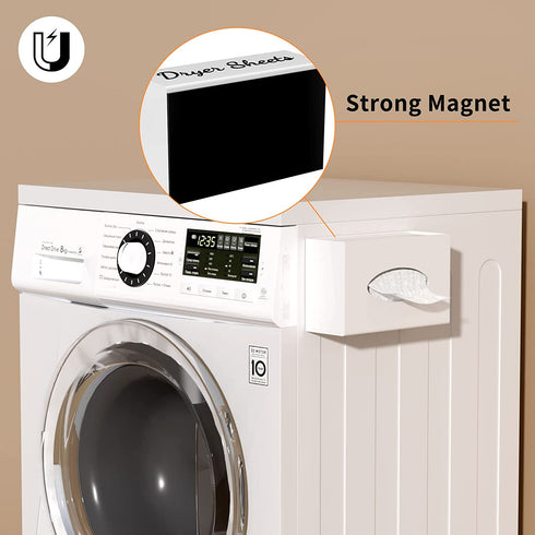 FEMELI Farmhouse Dryer Sheet Dispenser, Magnetic Dryer Sheet Holder for Laundry Room Decor & Organization, Acrylic Fabric Softener Sheets Container Box with Removeable Lid
