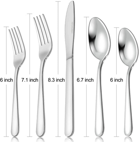 Silverware Set, 40-Piece Silverware Set for 8, Stainless Steel Flatware Cutlery Set, Spoons and Forks Set Suitable for Home/ Restaurant, Mirror Polished & Dishwasher Safe