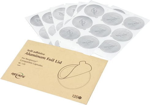 RECAPS Aluminum Espresso Lids Foil Seals Reusable Pods Compatible with Nespresso Original Line (Lids 240 Pcs Only) 37mm in Diameter