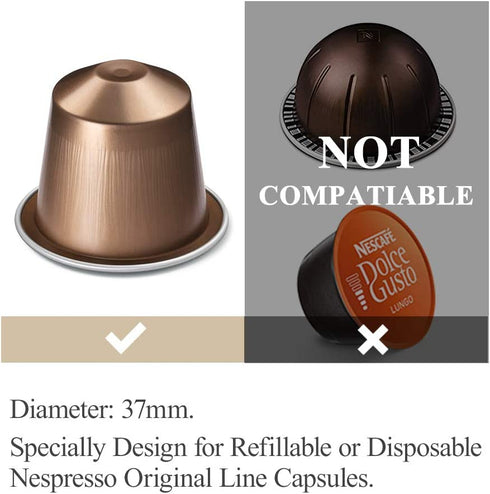 RECAPS Aluminum Espresso Lids Foil Seals Reusable Pods Compatible with Nespresso Original Line (Lids 240 Pcs Only) 37mm in Diameter