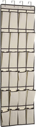 Over the Door Shoe Organizer, 2 Pack Laigoo Hanging Shoe organizer with 24 Large Fabric Pockets, with 4 Hooks Shoe Storage Rack Organizer for Closet Bedroom Bathroom Pantry?60 x 20 inch, Beige)