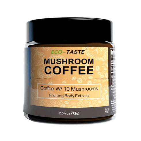 Mushroom Coffee - 36 Servings, Instant Coffee Mix Includes 10 Mushrooms Extract Powder (30% Beta-glucan)