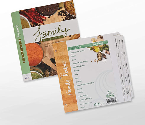 Ahh Hah! Family Recipe Organizer Kits: LONG Index Tabs for Three-ring Binder with Cover
