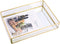 BEYST Glass Mirror Storage Tray, Rectangle Dressing Table Makeup Tray with Gold Wire, Jewelry Perfume Organizer for Vanity, Dresser, Bathroom, Bedroom