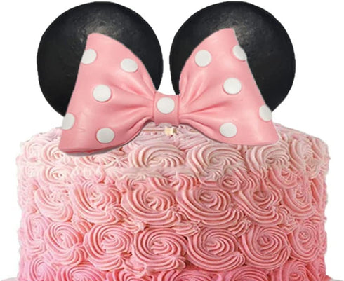 Minnie Mouse Cake Topper Bow and Ears for Birthday (Pink)