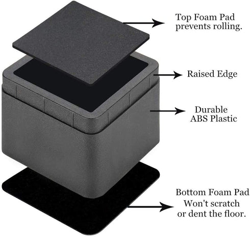 Muhome Stackable Bed and Furniture Risers 3 Inch Heavy Duty Bed Lifts for Sofa Couch Chair Table Additional 3 or 6 Inch Height or Storage Black