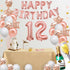 Fancypartyshop 12nd Birthday Decorations - Rose Gold Happy Birthday Banner and Sash with Number 12 Balloons Latex Confetti balloons Ideal for Girl and Women 12 Years Old Birthday Rose Gold